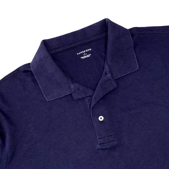 LAND'S END Men's Navy Blue Polo Size L 42-44 (100% PIMA COTTON) - Picture 3 of 6